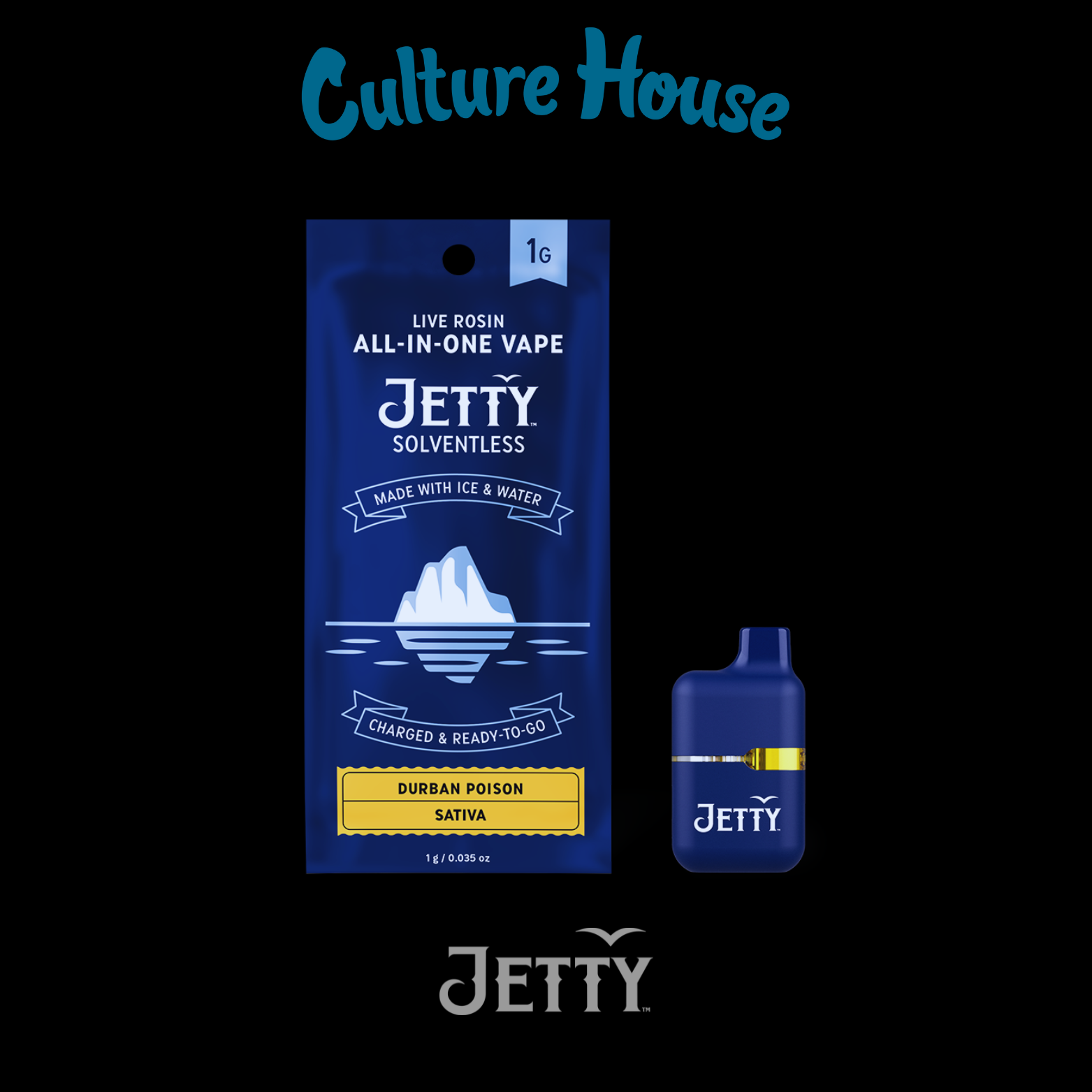 Photograph of product: Jetty | Durban Poison | Live Rosin | Disposable | Mini Tank