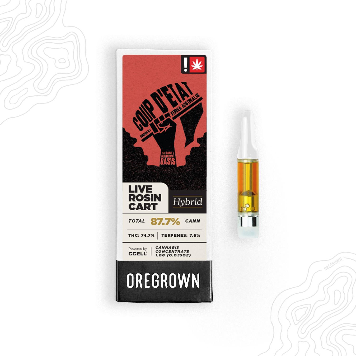 Photograph of product: Oregrown | Live Rosin Cart 510 | Coup d' Etat