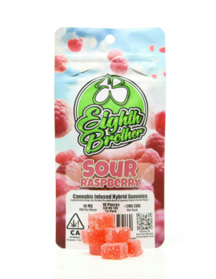 Photograph of product: SOUR RASPBERRY 100MG GUMMIES 10 PACK