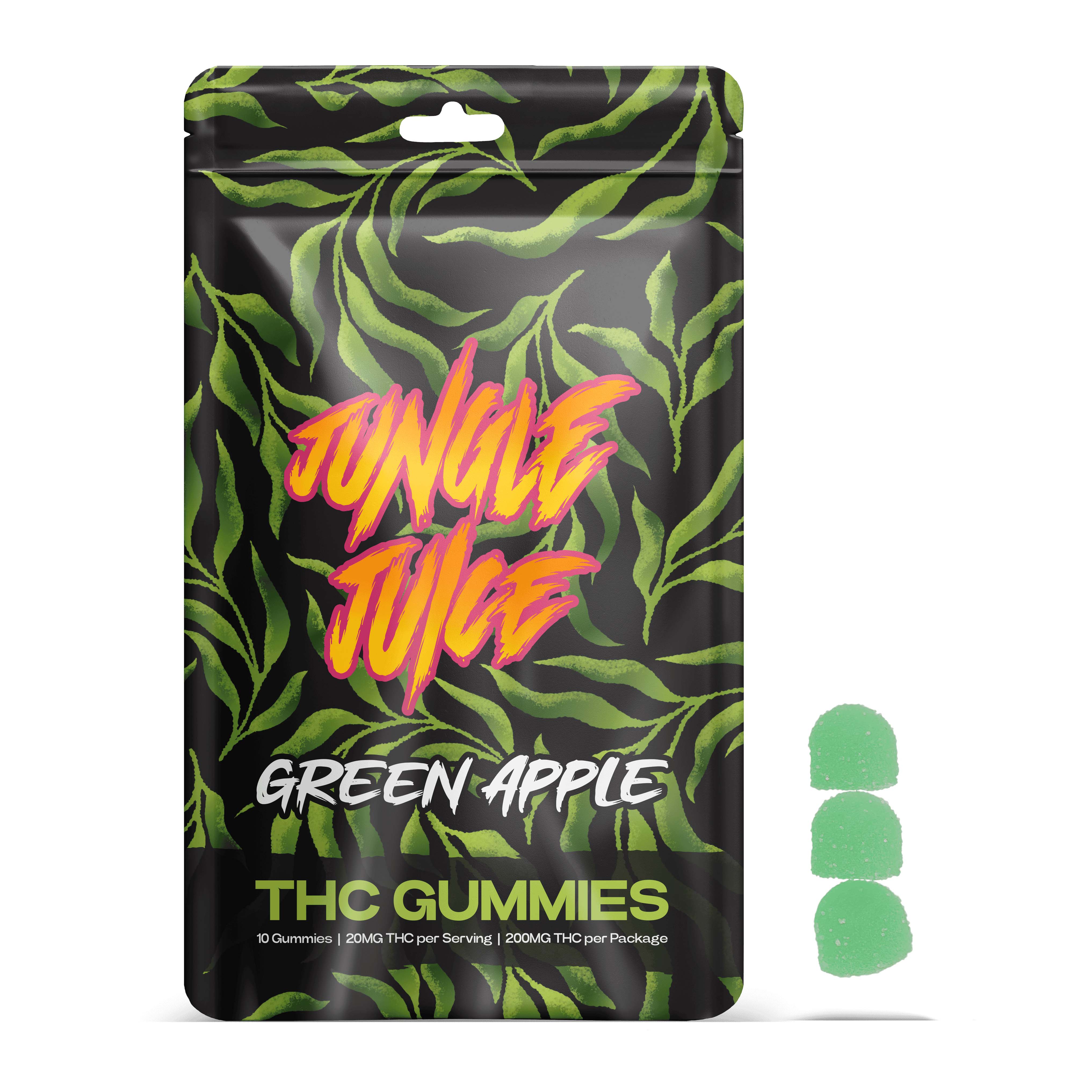 Photograph of Product: Jungle Juice - Green Apple Gummies 200mg