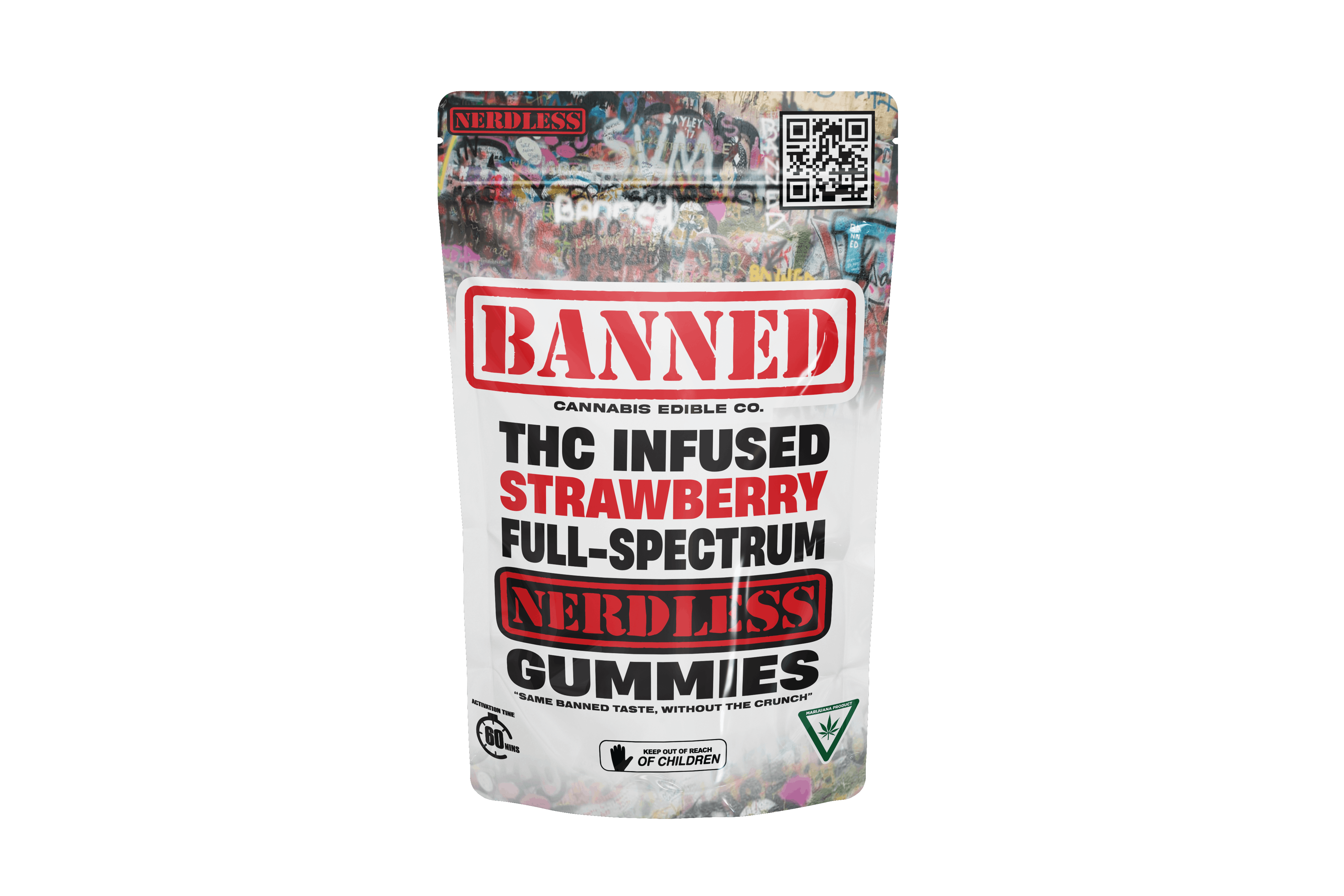 Photograph of product: Banned - 200mg Nerdless Gummies - Strawberry