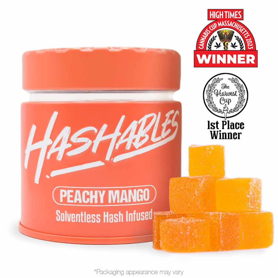 Photograph of product: Peachy Mango au chocolat Rosin Gummies, 20 Pack