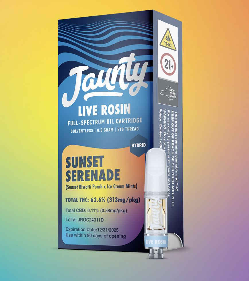 Photograph of product: Jaunty | Sunset Serenade Live Rosin Vape Cartridge