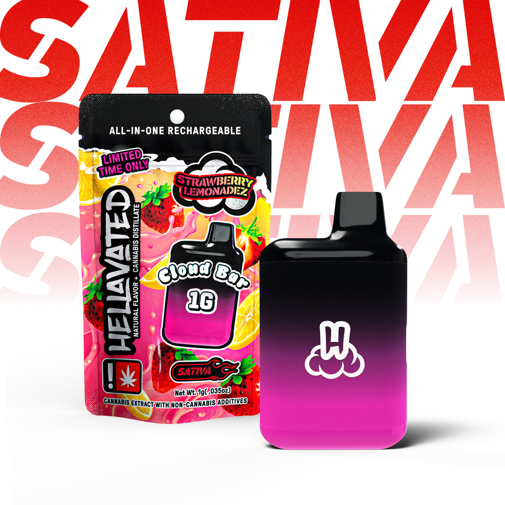 Photograph of product: Hellavated 1g Cloud Bar | Strawberry Lemonadez
