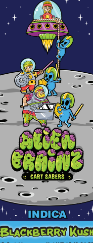 Photograph of product: Alien Brainz | Blackberry Kush 510 Cartridge (Oui'd)
