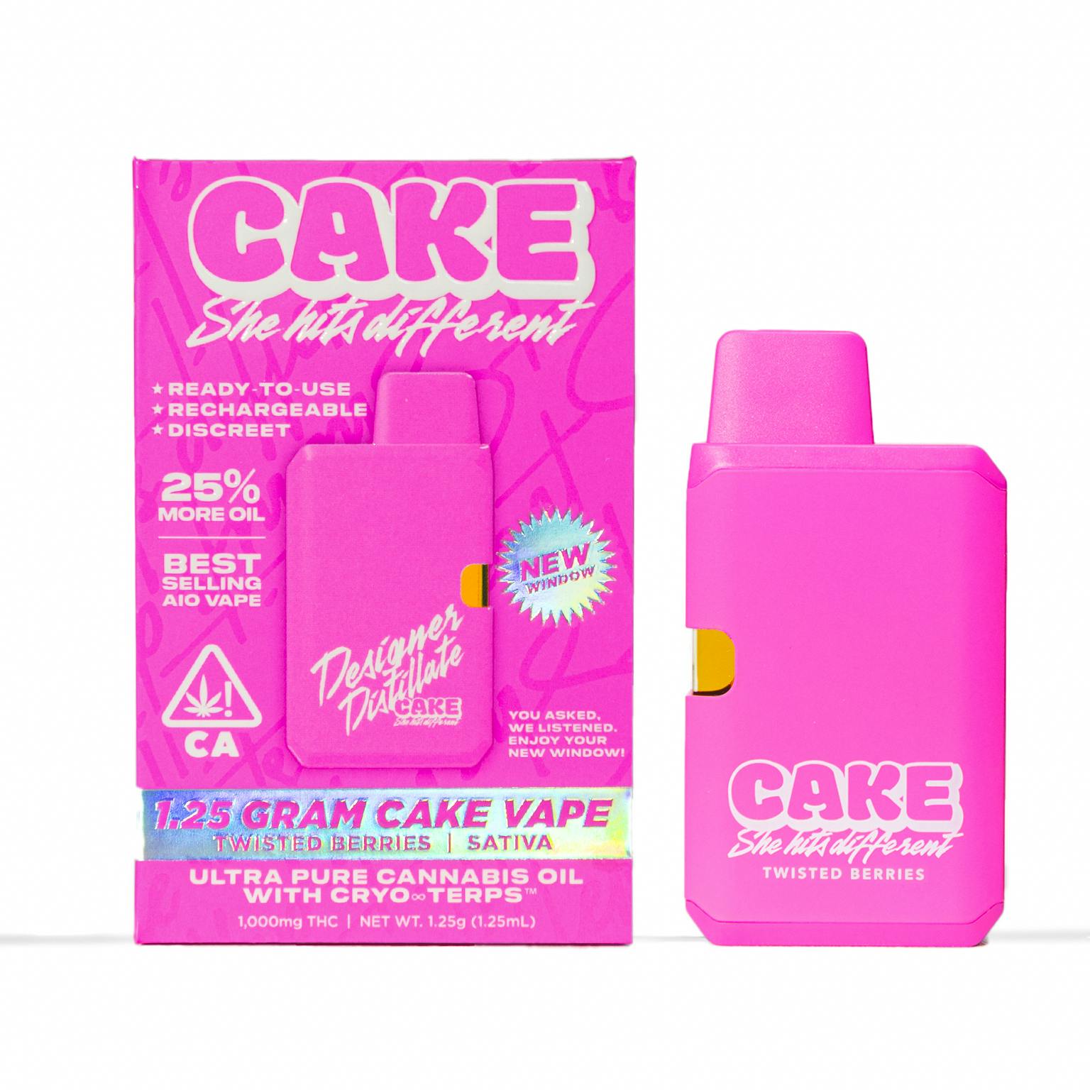 Photograph of product: CAKE: TWISTED BERRIES 1.25G DESIGNER DISTILLATE ALL-IN-ONE POD