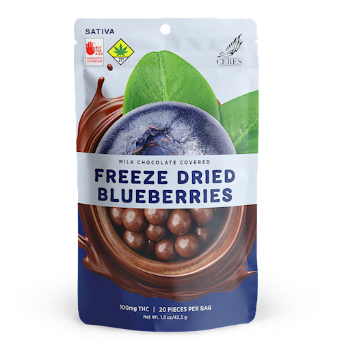Photograph of product: Chocolate Freeze-Dried Oui'd Blueberries 20-pack | 100mg