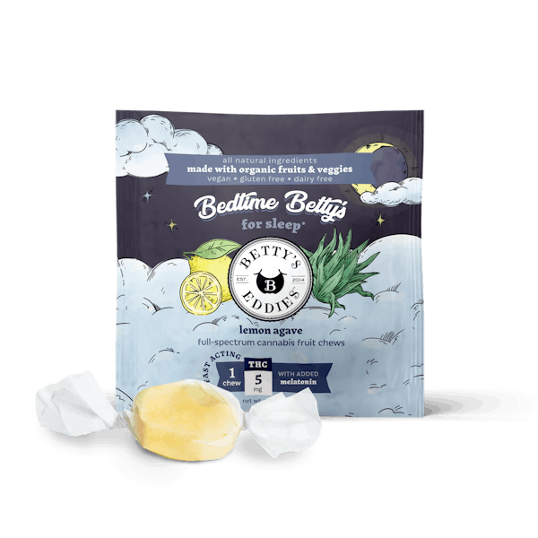 Photograph of product: Betty's Eddies Bedtime Lemon Agave (I) Chews 5mg 1pk