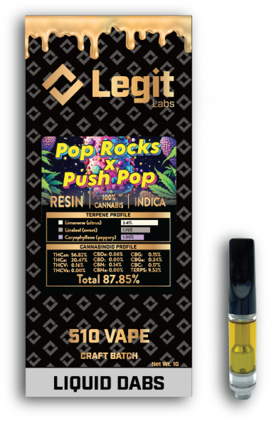 Photograph of product: Pop Rocks x Push Pop | 510 Thread | Cured Resin | Legit Labs