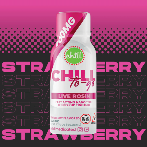Photograph of product: Chill Medicated OTG - Strawberry - 100mg Rosin Syrup