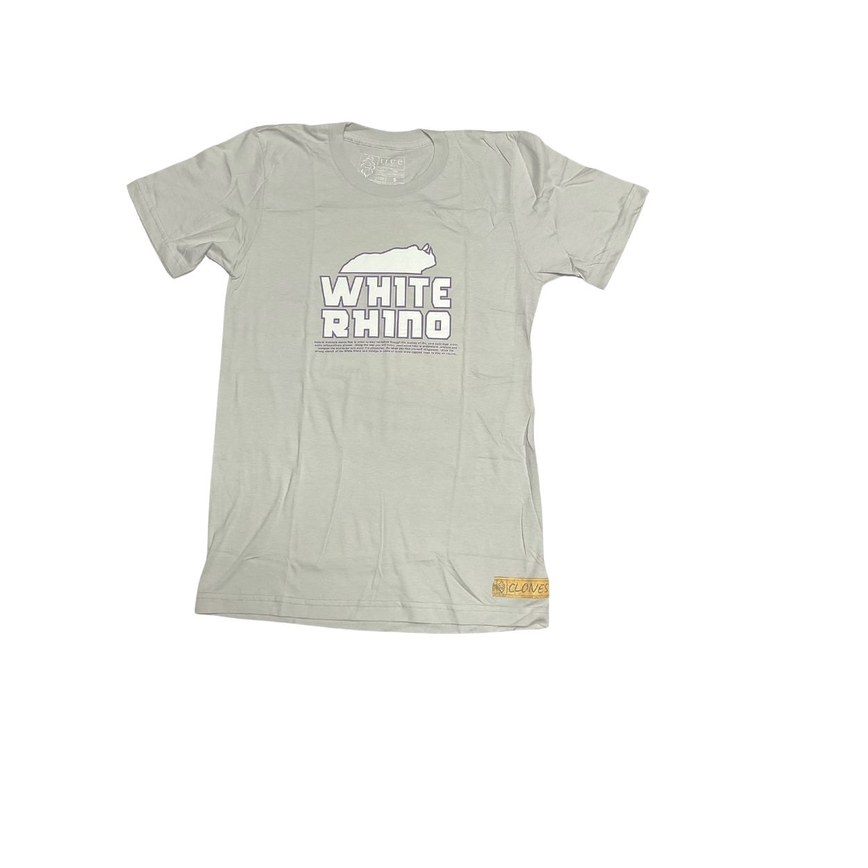 Photograph of product: Tree Shurts White Rhino T-Shirt - Grey (Women's Medium)