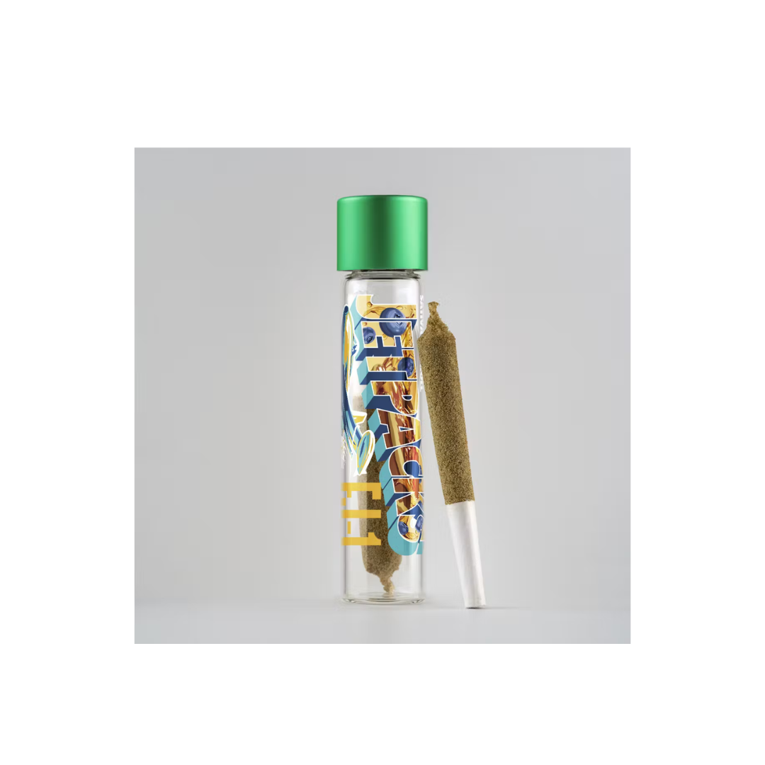 Photograph of product: Jetpacks FJ-1 | Infused Preroll | Oui'd | Blueberry Pancakes | Kief Coated