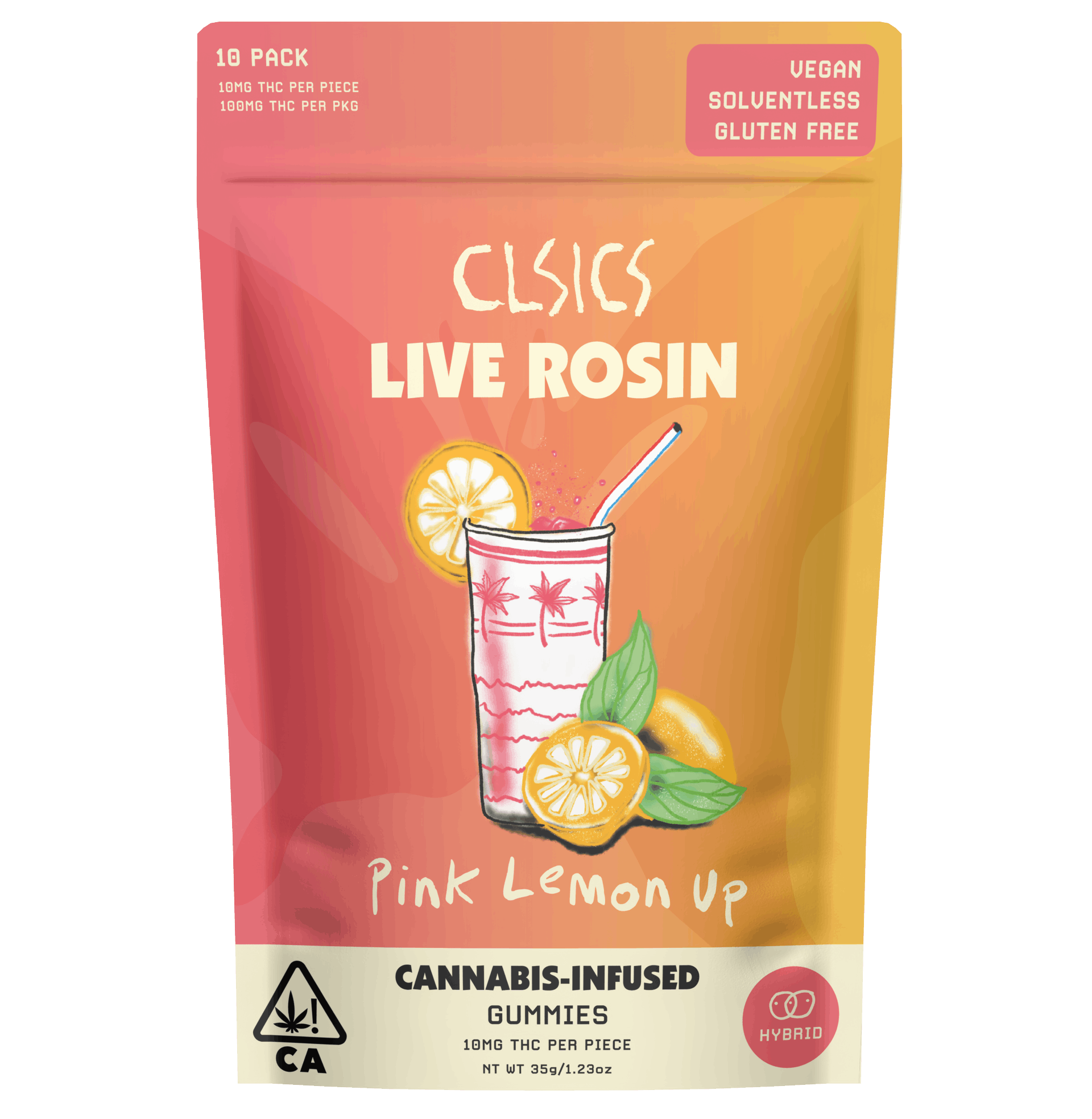 Photograph of product: CLSICS, 100mg Live Rosin Gummies (H), Pink Lemon Up