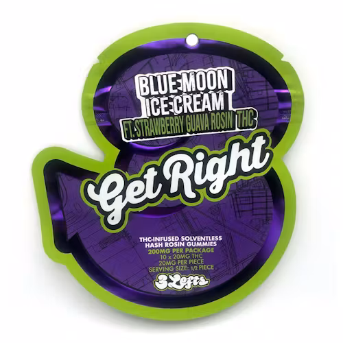 Photograph of product: 3 Lefts | Live Rosin Gummy | Blue Moon Ice Cream | 200mg