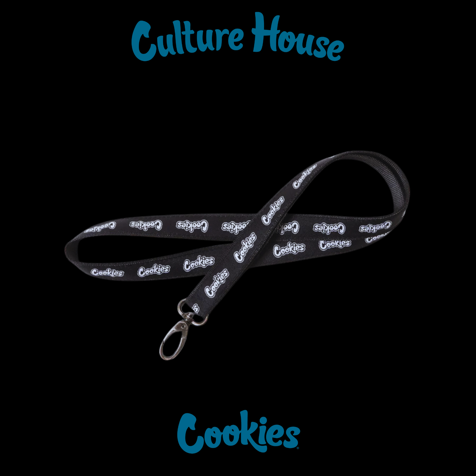 Photograph of product: Cookies | 18" Original Mint Lanyard | Black/White