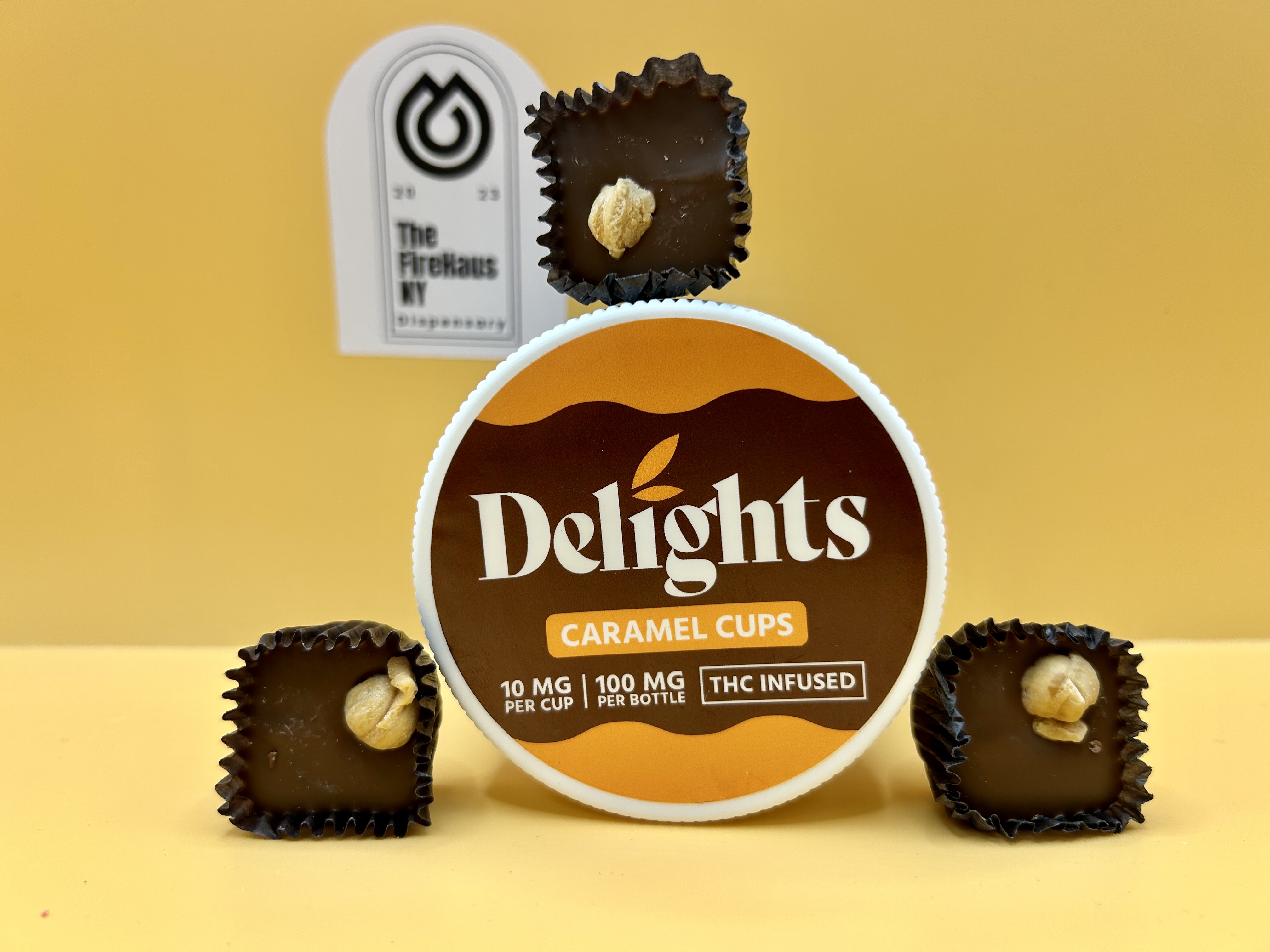 Photograph of product: DELIGHTS | CARAMEL CUPS | 100MG