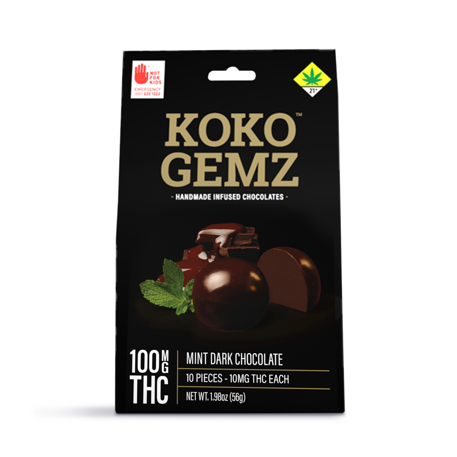 Photograph of product: Mint Dark Chocolates 10pk | 100mg
