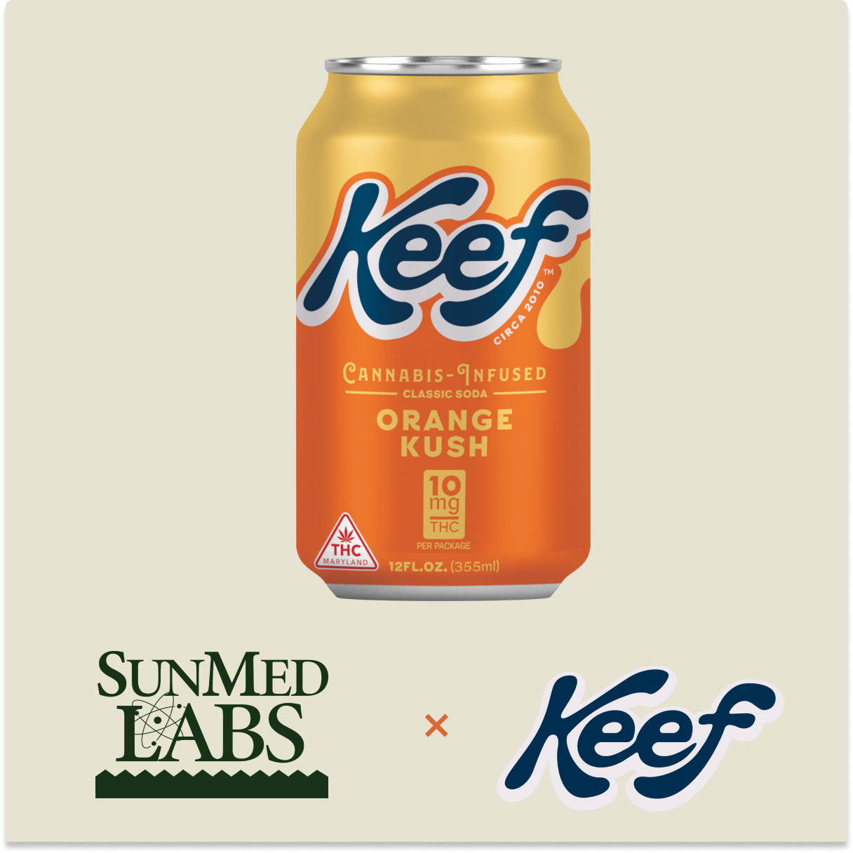 Photograph of product: Keef: Orange Kush 10mg Infused Soda (12 oz.)