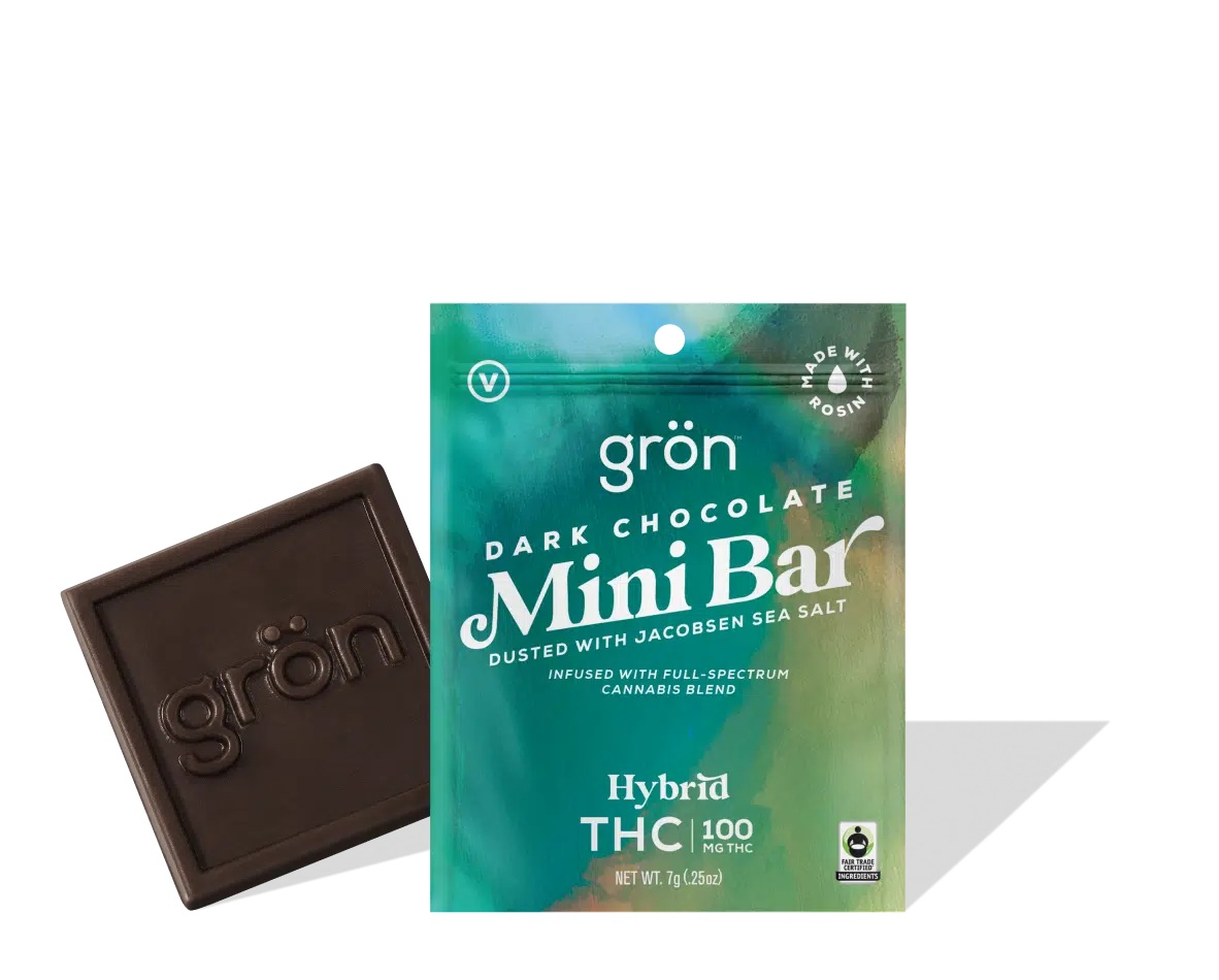 Photograph of product: Grn | Dark Chocolate Mini Bar | Hybrid | 100mg | TH-oui
