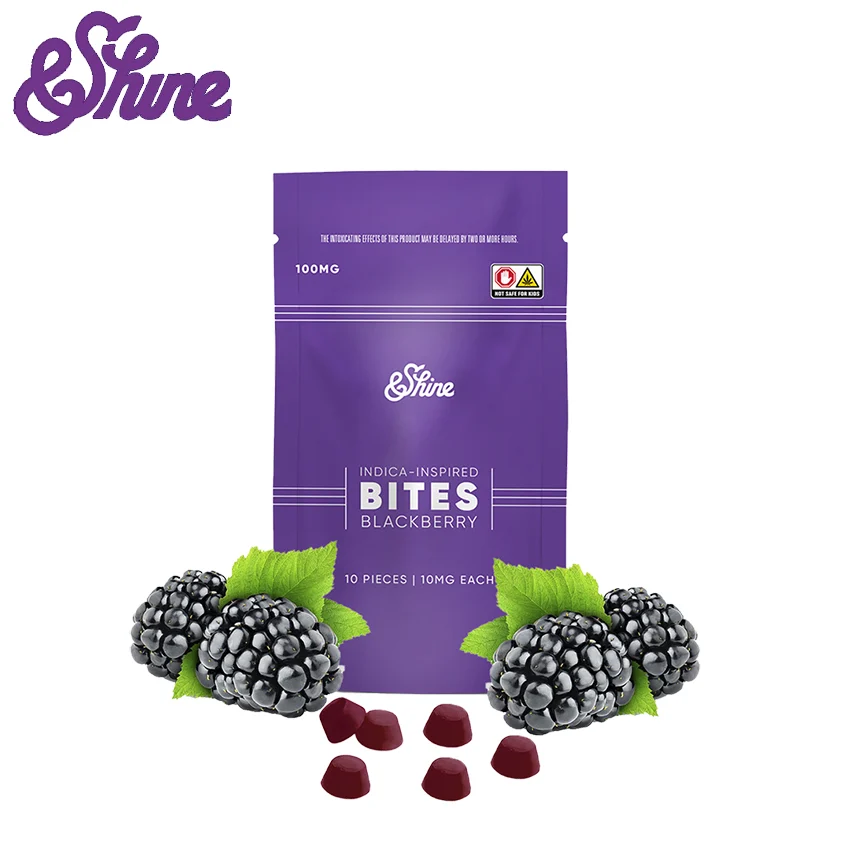 Photograph of product: &Shine Bites 100mg - Blackberry | 10pk