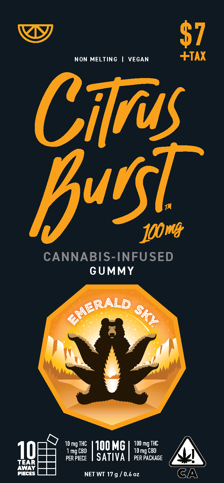 Photograph of product: Citrus Burst (S) Single 100mg GUMMY - Emerald Sky