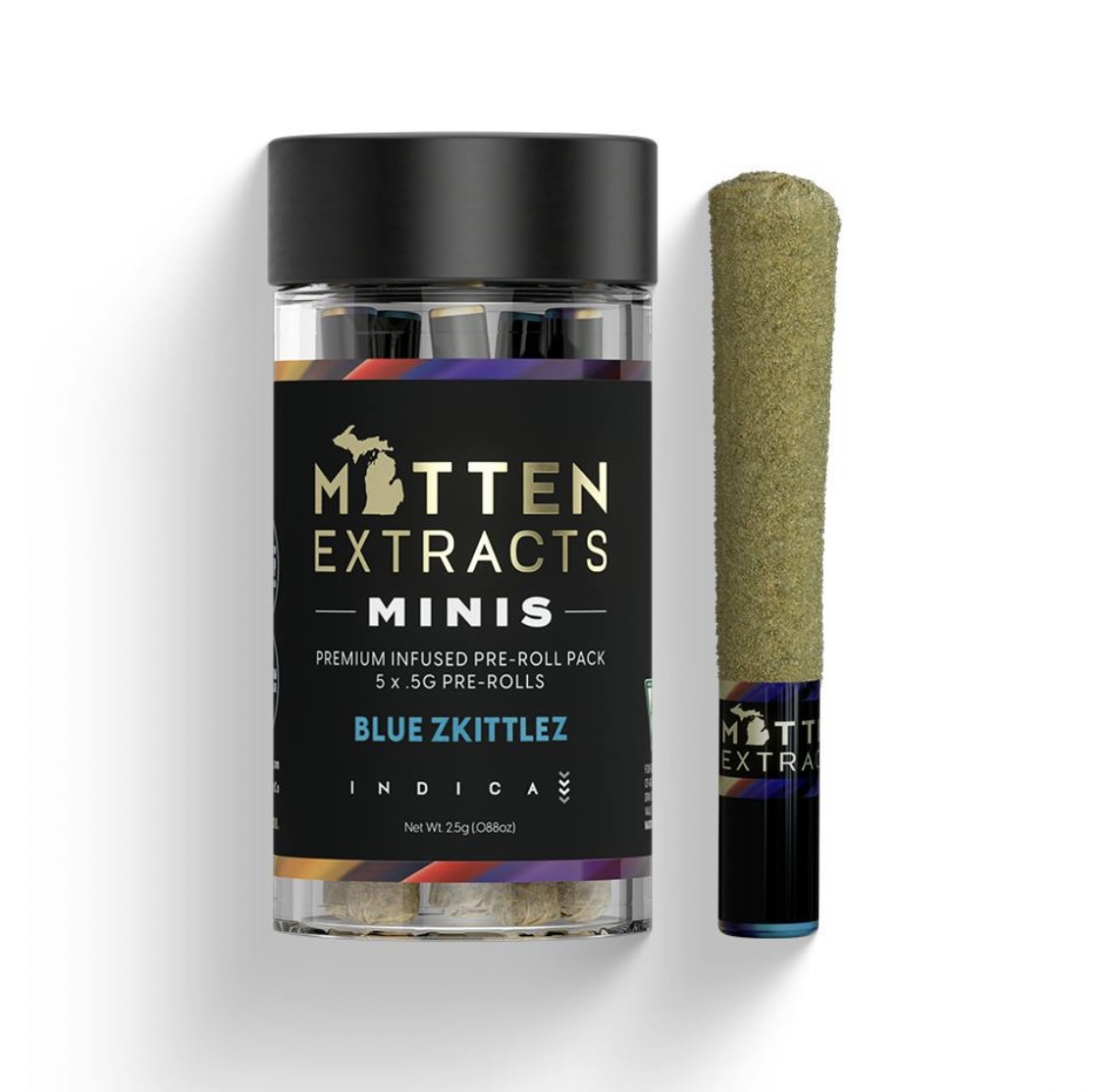 Photograph of product: AU Mitten: Blue Zkittles (I) Infused 5-Pack (0.7g x 5)