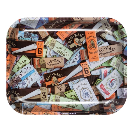 Photograph of product: Zig Zag: Metal Rolling Tray | 7" x 11" | Assorted Colors