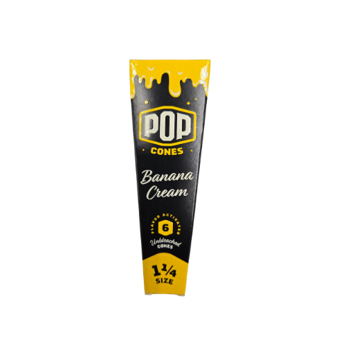 Photograph of product: Pop Cones | Flavored Rolling Papers | Banana Cream | 1.25 Size