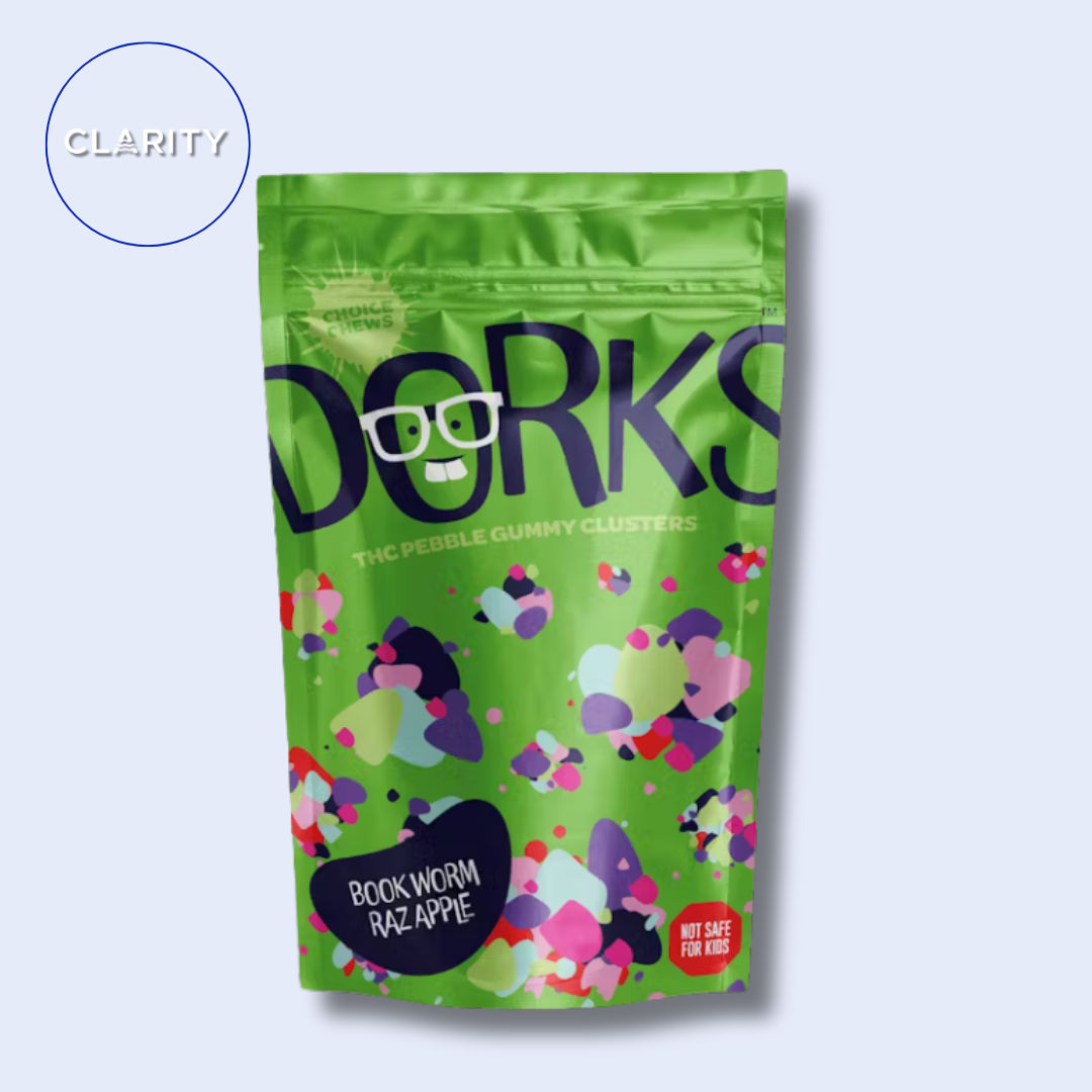 Photograph of product: Dorks | 200mg Gummies | Book Worm Razz Apple