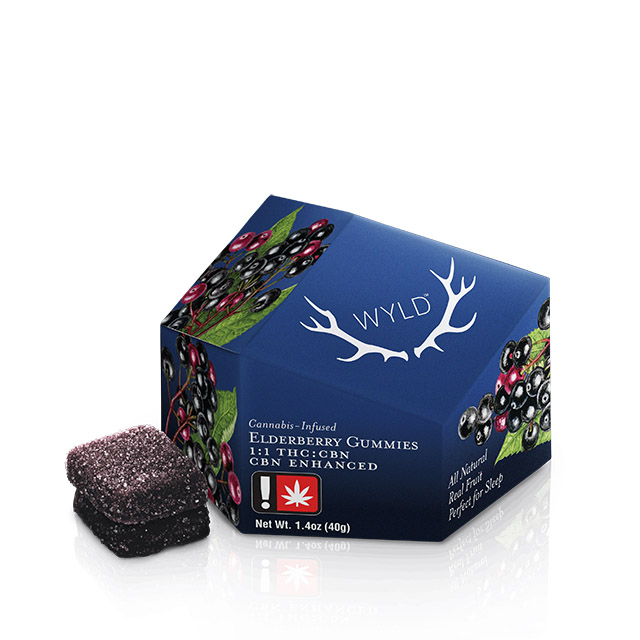 Photograph of product: Wyld Gummies 2:1 (100mg TH-oui/50mg CBN) Elderberry - Oui'd