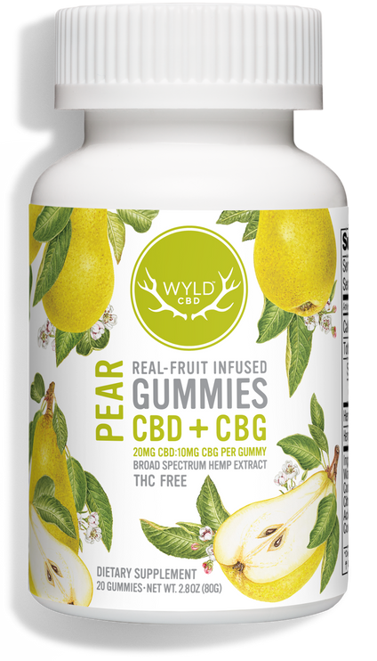 Photograph of product: Wyld | Pear | HEMP 400mg CBD:CBG 2:1 Gummies | 20pc