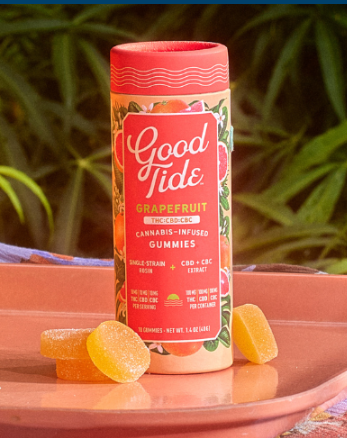 Photograph of product: Good Tide - Grapefruit Gummes - 100mg THC : 100mg CBC : 100mg CBD - 10ct