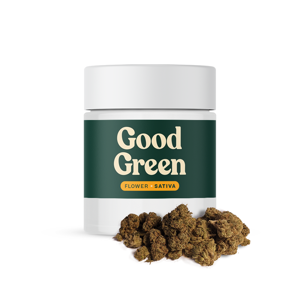 Photograph of product: Good Green | Flower | Tres Dawg IX x Tres OG | 3.5g