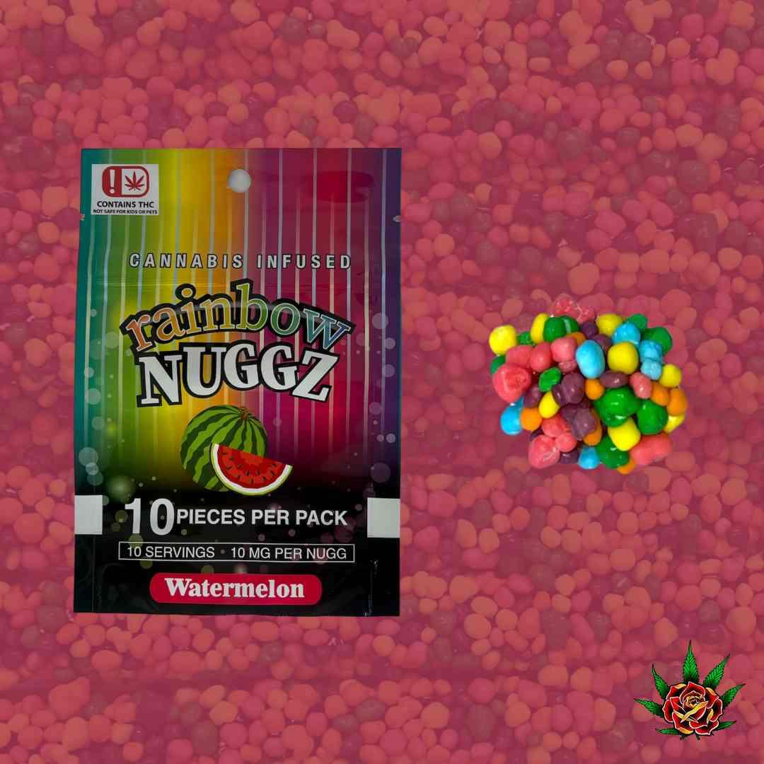 Photograph of Product: Eden Rose-100mg Gummy-Rainbow Nuggz-Watermelon