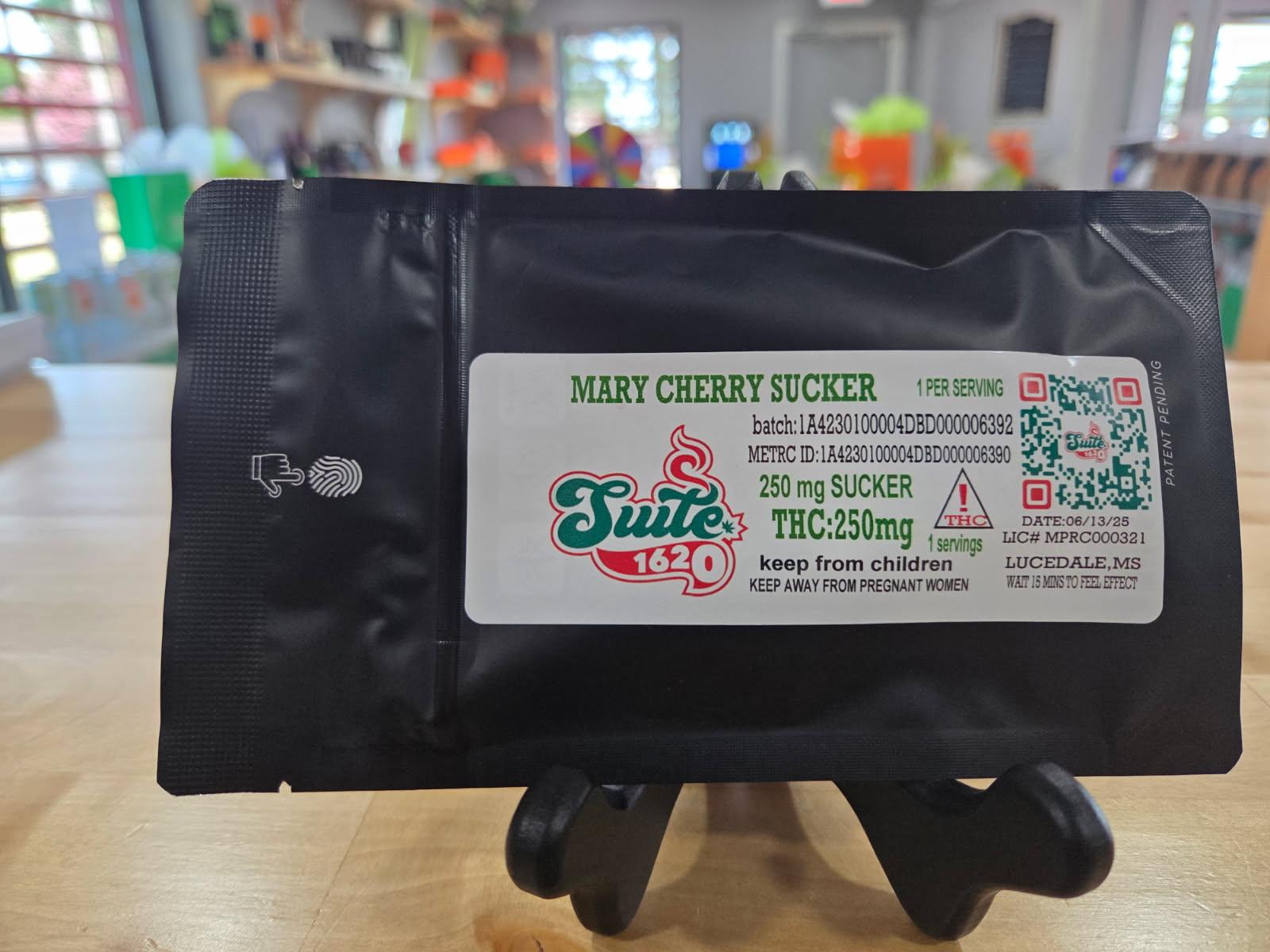 Photograph of product: Suite 1620- Mary Cherry 250mg Sucker