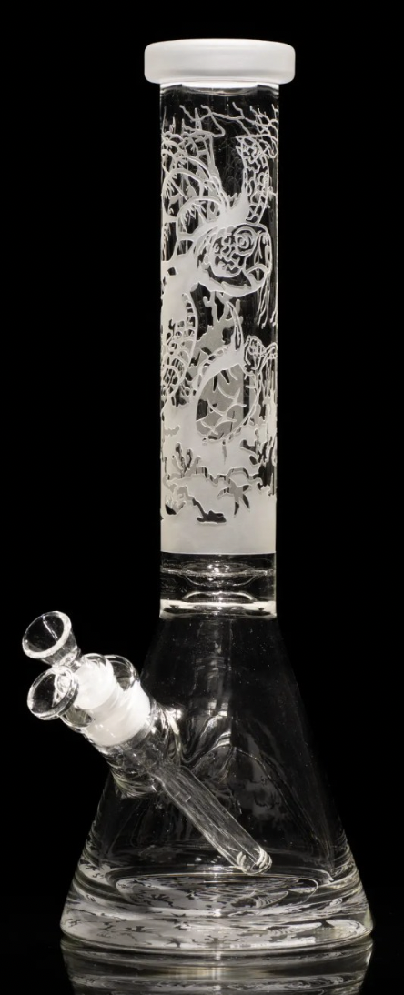Photograph of product: BEAKER BONG WITH WHITE SANDBLASTING