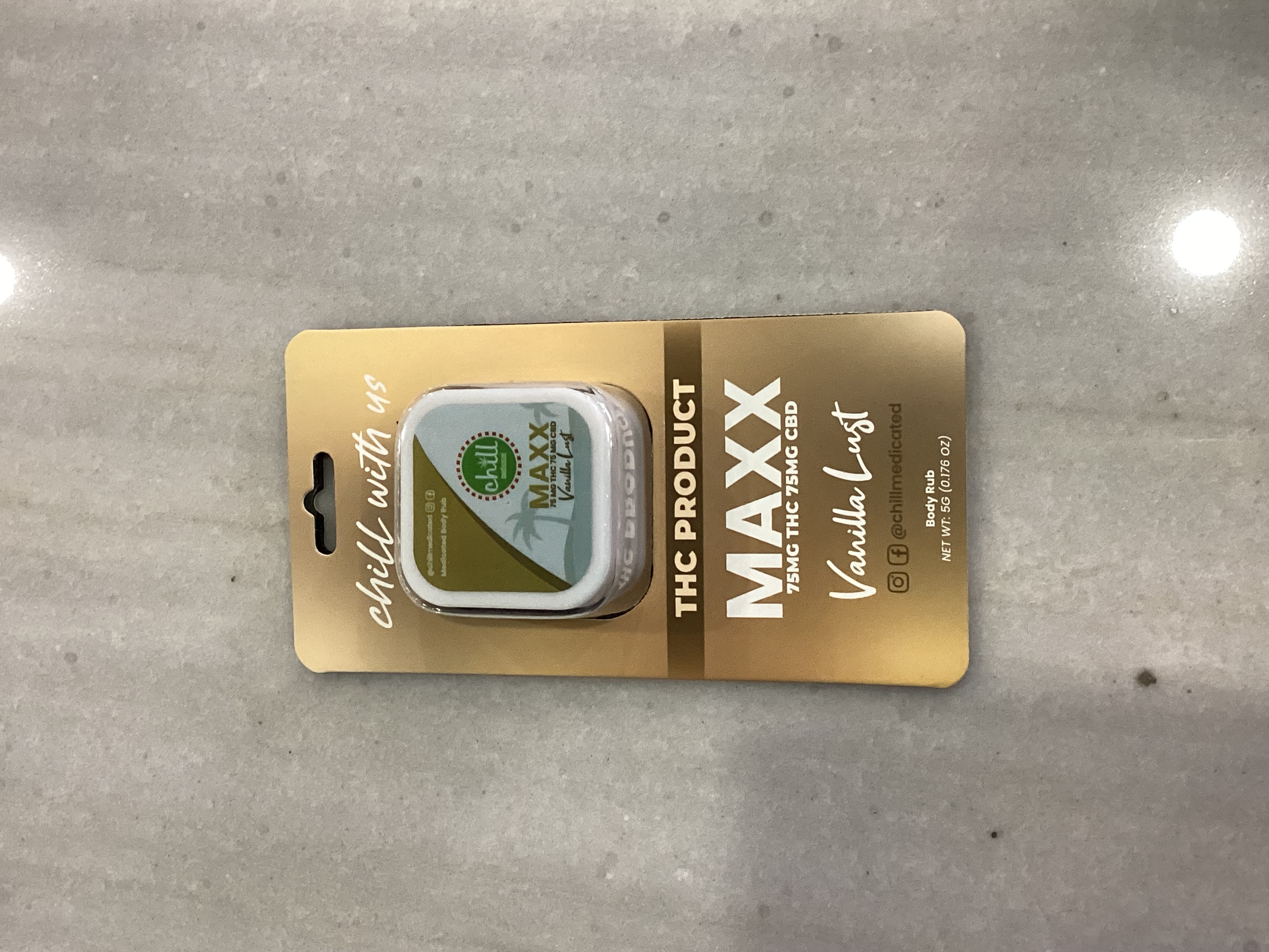 Photograph of product: CHILL MEDICATED | CHILL TO GO | VANILLA LUST MAXX BODY RUB 75MG TH-oui: 75MG CBD