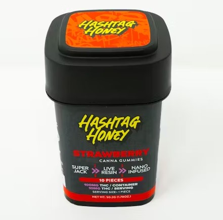 Photograph of product: au chocolattag Honey | Strawberry Canna Gummies | Edibles 100mg