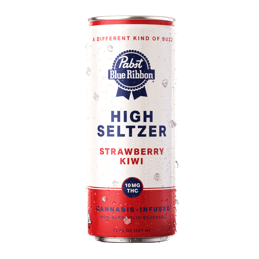 Photograph of product: PABST - BLUE RIBBON STRAWBERRY KIWI SELTZER 10MG
