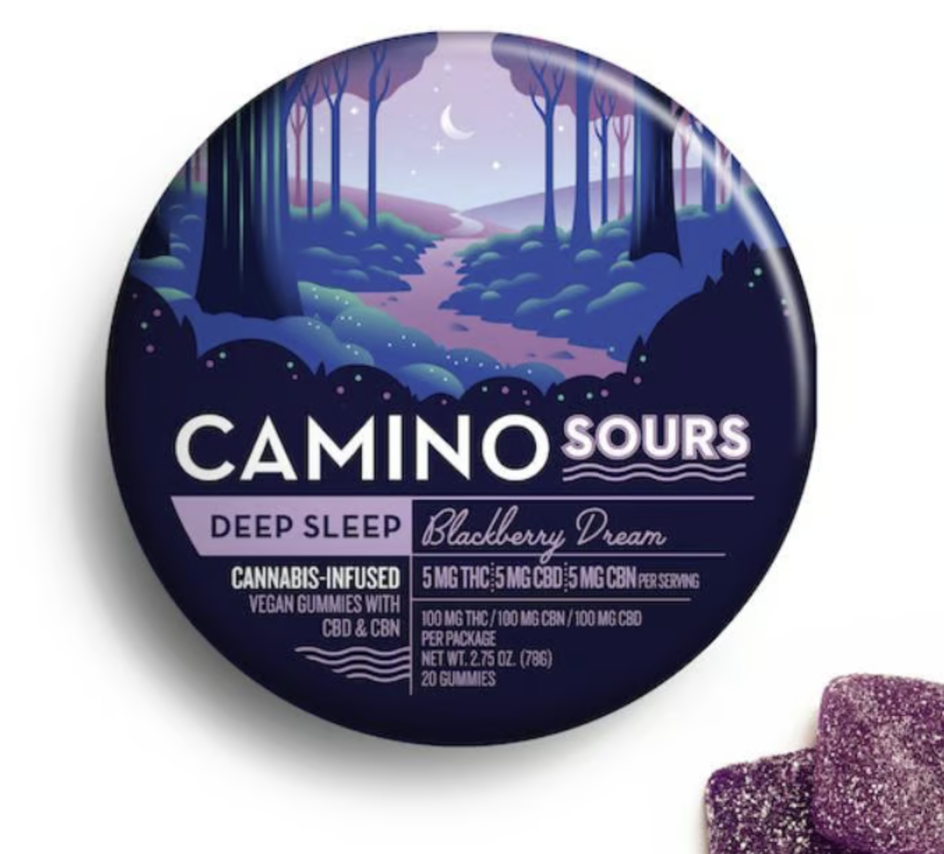 Photograph of product: Blackberry Dream  - 1:1:1 100mg TH-oui: 100mg CBD: 100mg CBN | 10pk