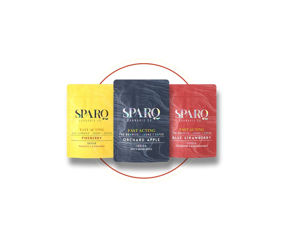 Photograph of product: Sour Strawberry Fast acting Gummies | 100mg | Sparq