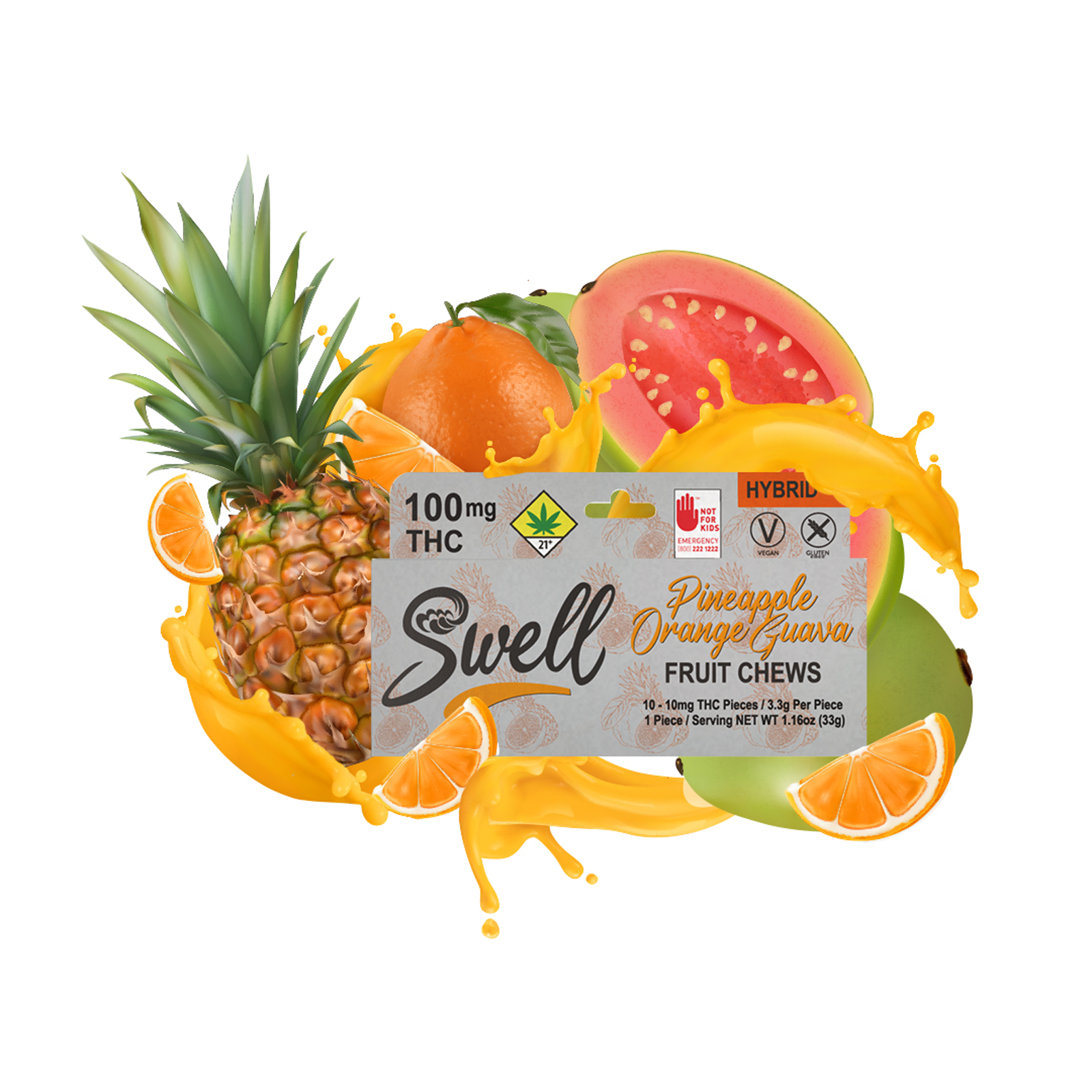 Photograph of product: Pineapple Orange Guava Hybrid Fruit Chews | 10-pack