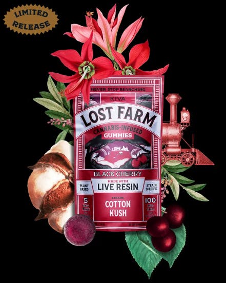 Photograph of product: Lost Farm I Cotton Kush x Black Cherry (H) 20pk 5mg Gummies