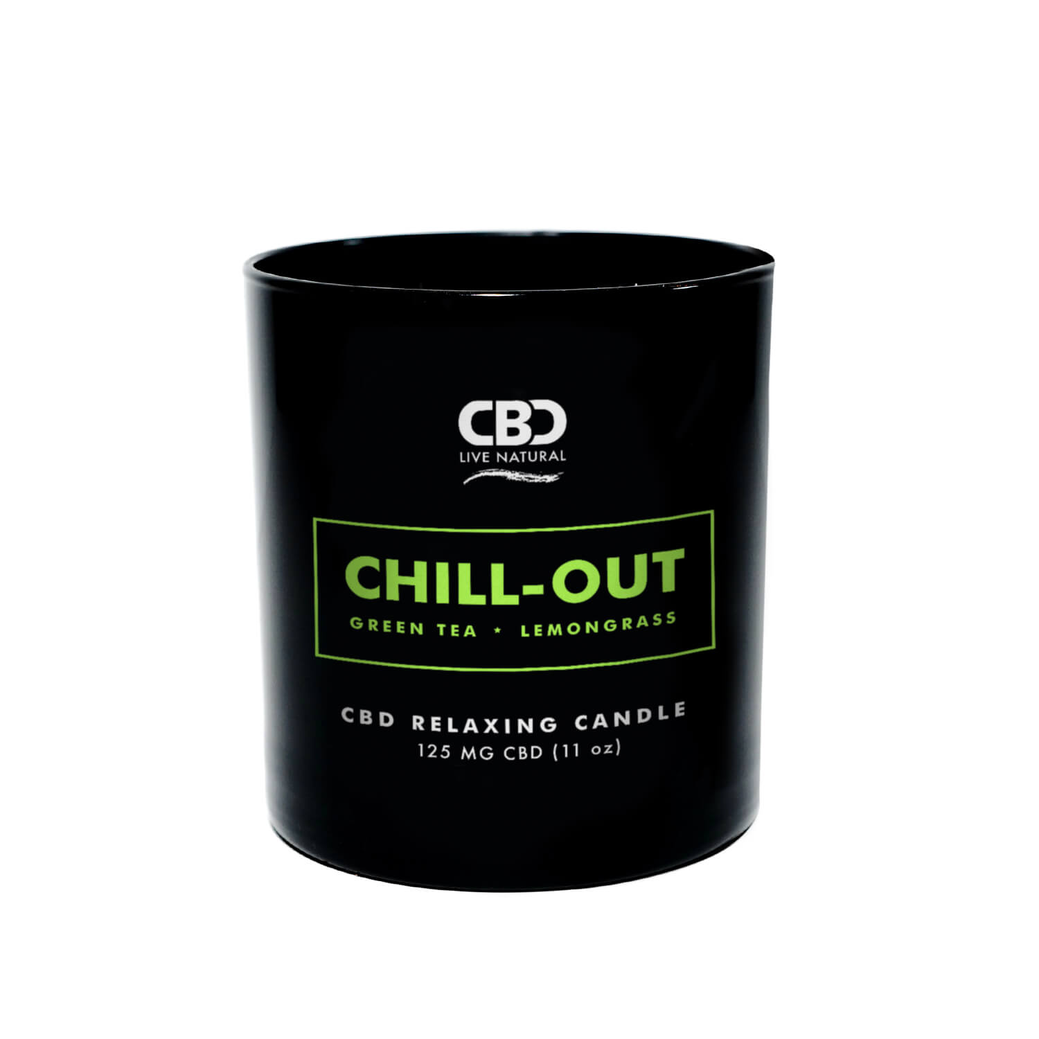 Photograph of product: CBD Live Natural - CHILL-OUT Aromatherapy CBD Candle | Green Tea Lemongrass  125mg