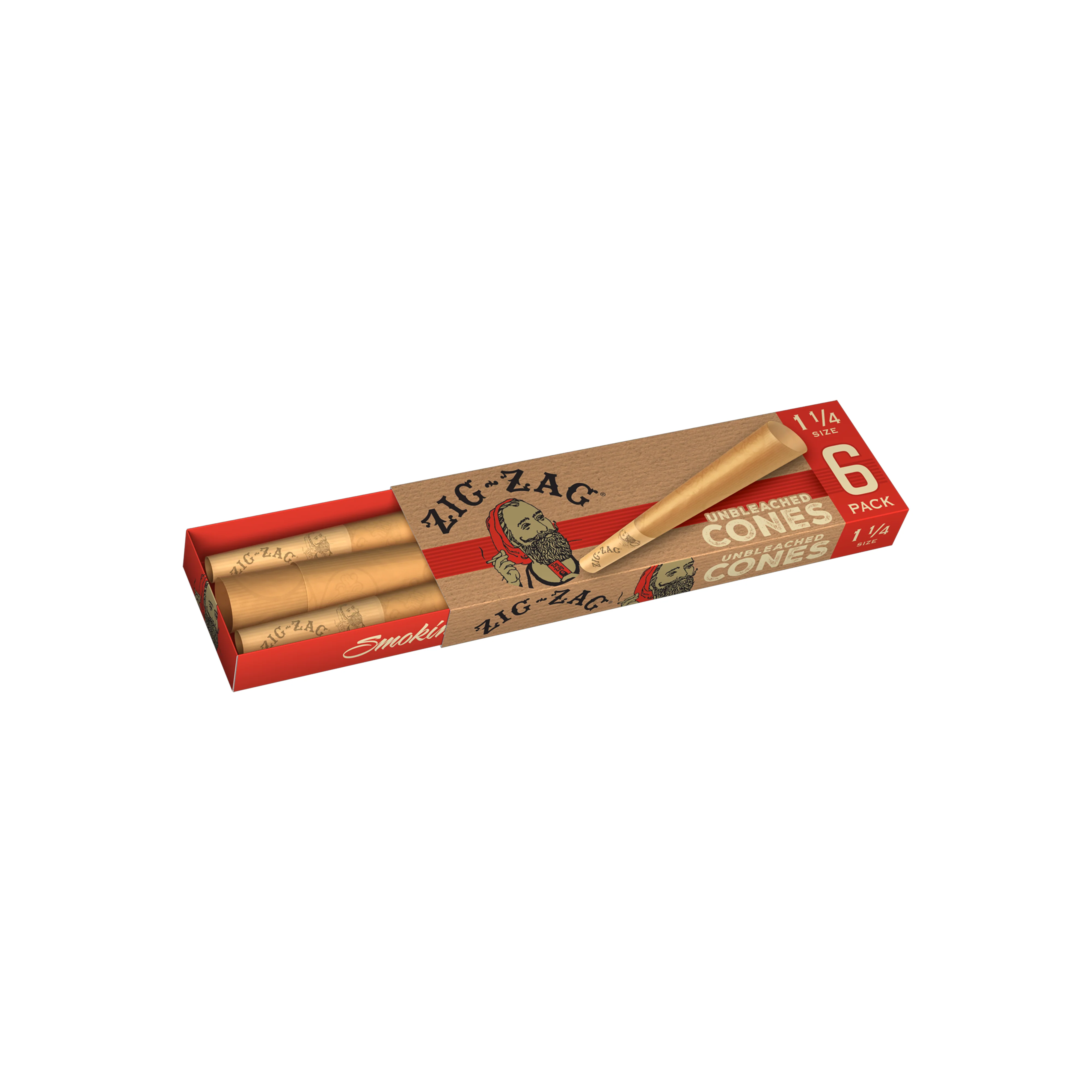 Photograph of product: Zig Zag Unbleached Pre-Rolled Cones 1 1/4 | 6 Cone Box