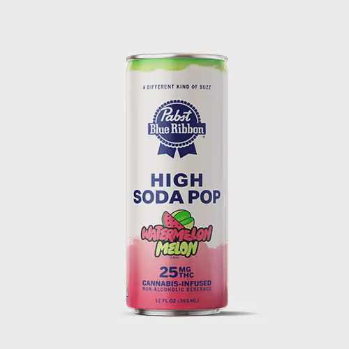 Photograph of product: Pabst Blue Ribbon | Watermelon Melon High Soda Pop | 25mg Infused Beverage