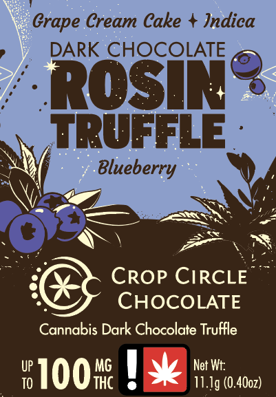 Photograph of product: Crop Circle x BNK | 100MG | Solventless Blueberry Single Dark Chocolate Truffle