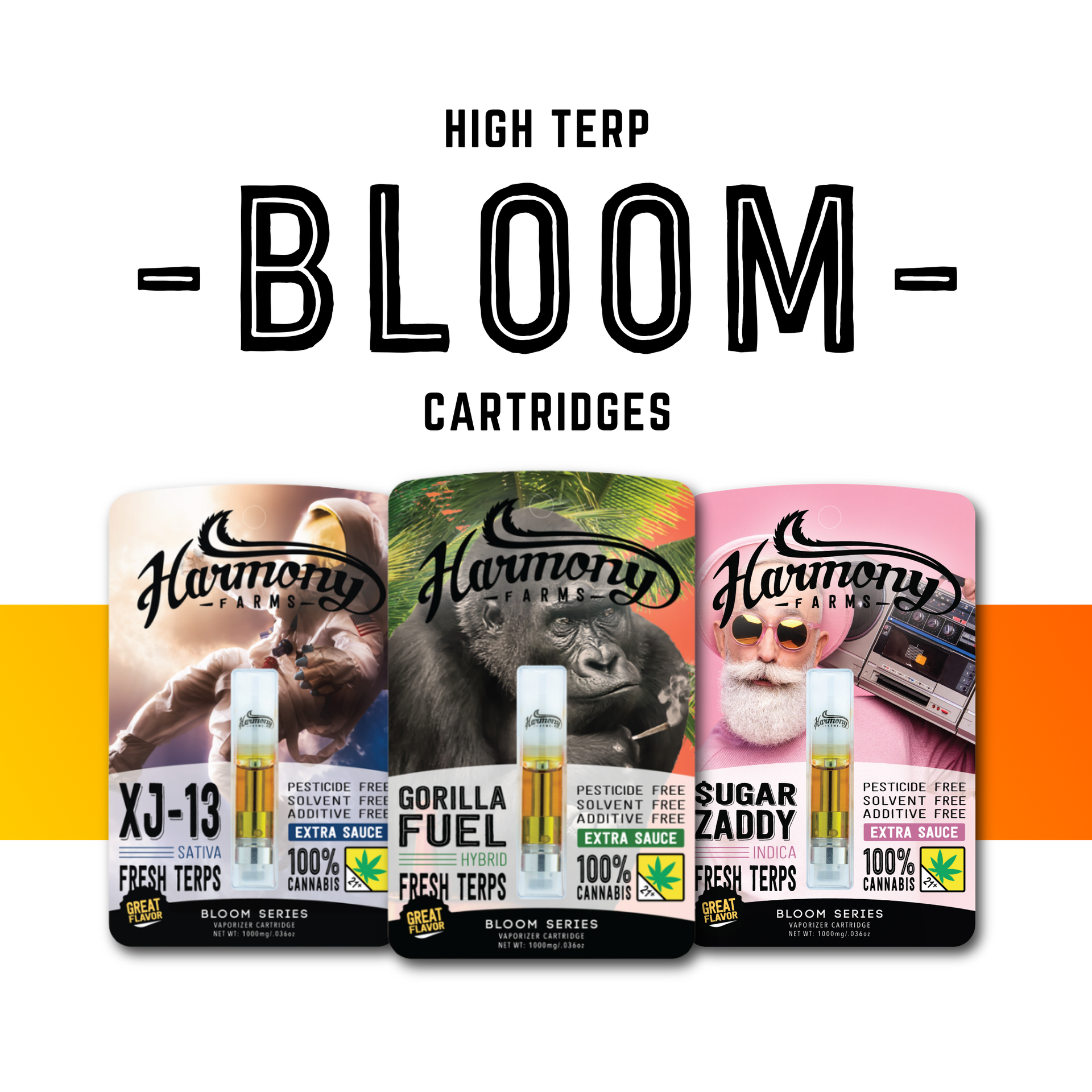 Photograph of product: Kush Mints Bloom Series Vape Cartridge Harmony Farms W4-36