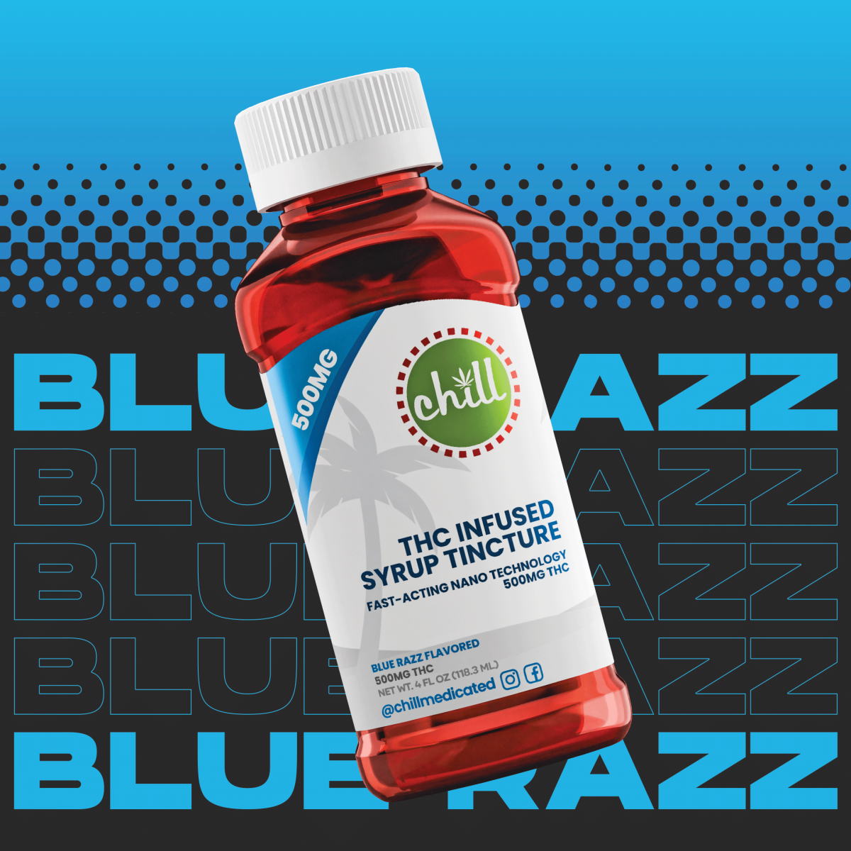 Photograph of product: Full Spectrum Tincture - Blue Razz Syrup - 500mg
