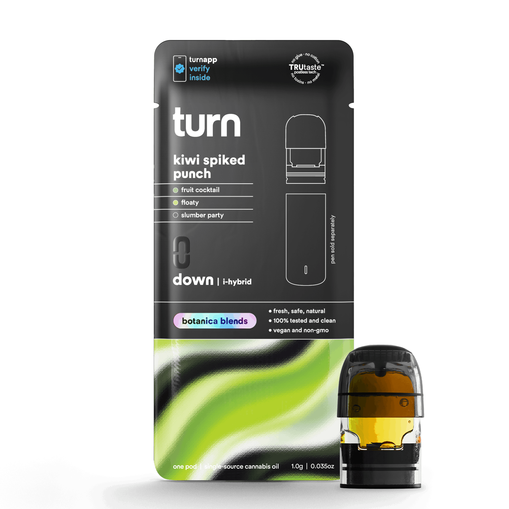 Photograph of product: Turn | Kiwi Spiked Punch | Botanica Blends | 1g POD